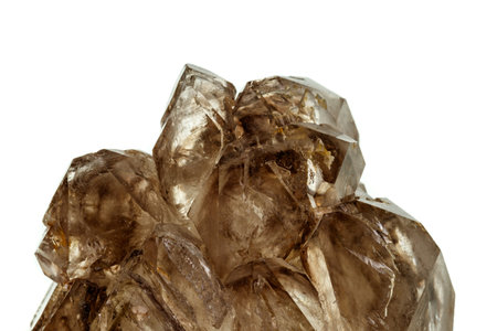 Macro mineral stone smoky quartz, rauchtopaz on a white background close upの写真素材