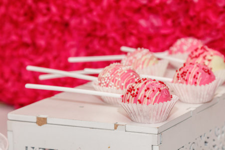 beautiful cake, candy and cake with a unit close upの写真素材