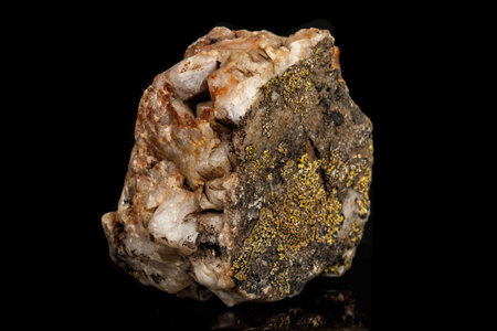 Macro of a mineral stone Boulangerite on a black background close upの写真素材