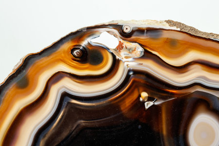 Macro stone Agate mineral on white background close up