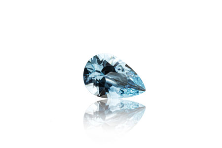 macro stone mineral faceted aquamarine on a white background close-upの写真素材