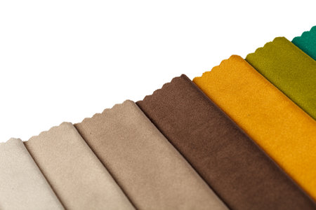 Different samples of velvet fabric