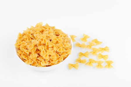 Different types and shapes of dry Italian pasta close-upの写真素材