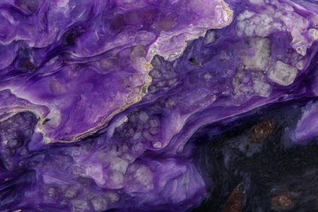 macro mineral stone Charoite on a white background close-upの写真素材
