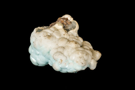 Macro stone cobalt calcite mineral on a black background close upの写真素材