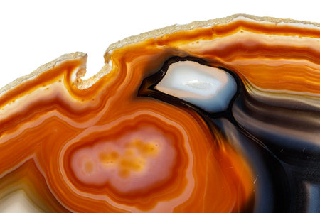 Macro stone Agate mineral on white background close up