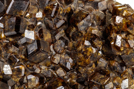 Macro stone Grossular mineral in rock on a white background close upの写真素材