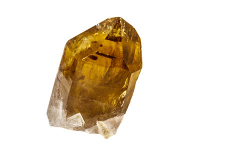 Macro mineral stone Citrine on white background close upの写真素材