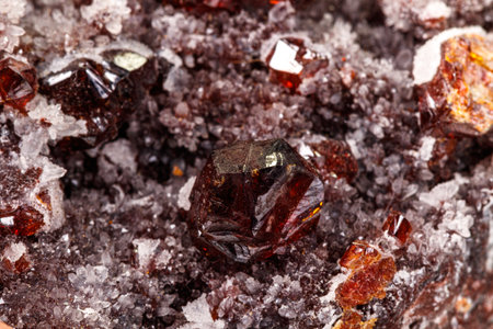 Macro stone mineral quartz Sphalerite on a white background close up