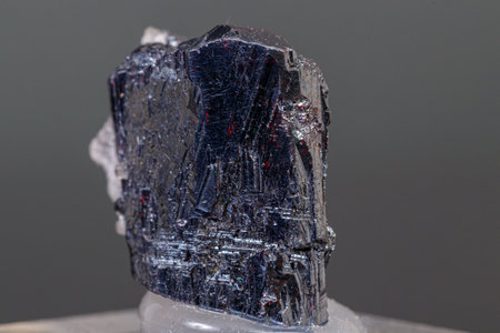 macro mineral Acanthite stone on a black background close-upの写真素材