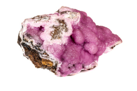 Macro stone cobalt calcite mineral on white background close up