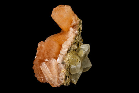 Macro stone Apophyllite mineral on black background close upの写真素材