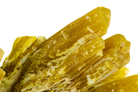 Macro stone Gypsum mineral on white background close up
