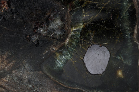 Macro Diopside mineral stone on black background close upの写真素材