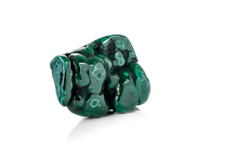 Malachite macro mineral stone on a white background close up