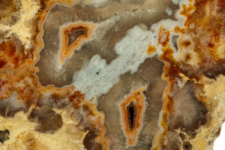 Macro stone Agate mineral on white background close up