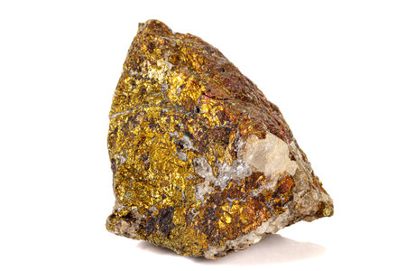 Macro stone Bornite mineral on white background close upの写真素材