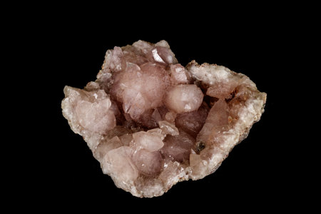 Macro mineral stone Pink Amethyst on a black background close upの写真素材