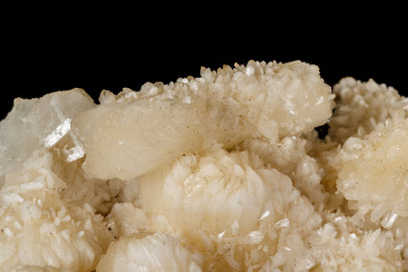 Macro stone albite mineral on white black close upの写真素材