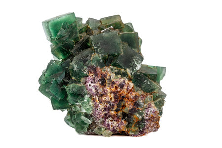 Macro stone Fluorite mineral on white background close upの写真素材