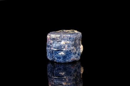 macro mineral stone sapphire on a black background