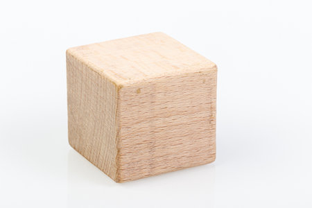 Wooden cubes on a white background close upの写真素材