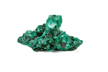 Macro stone Malachite mineral on white background close up