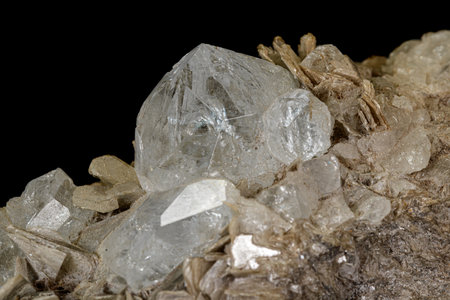 Macro stone Topaz mineral on a black background close upの写真素材