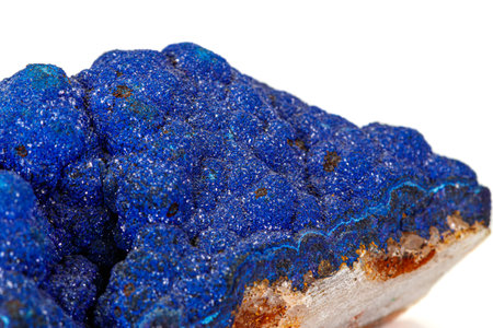 Macro stone mineral Azurite on a white background close up