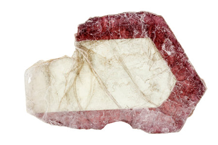 Macro stone Lepidolite mineral on white background close up