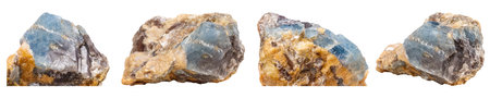 Set of Macro mineral stone Corundum in rock a white background close up