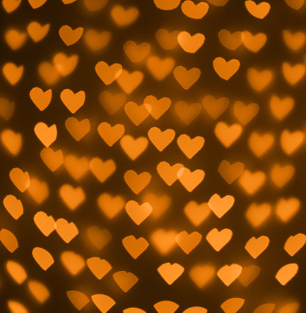 beautiful hearts made of lights on a blurred background close-upの写真素材