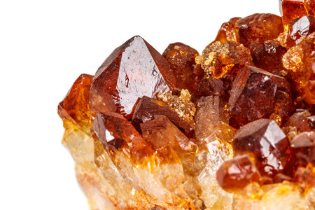 Macro mineral stone Citrine on white background close up