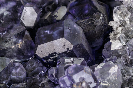 macro mineral fluorite stone on white background close up
