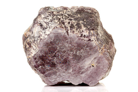 Macro stone Lepidolite mineral on white background close upの写真素材