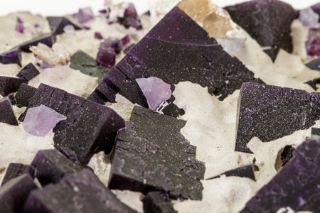 Macro stone mineral Fluorite on a white background close upの写真素材