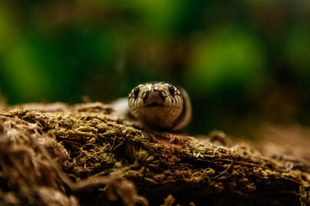 snake lampropeltis getula californiae close upの写真素材
