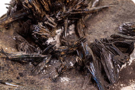Macro stone Vivianite mineral on white background close upの写真素材