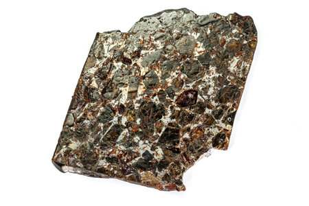 Macro stone mineral meteorite tektite on white background close up