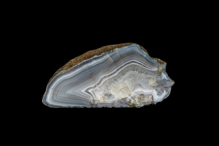 macro stone mineral agate on black background close up