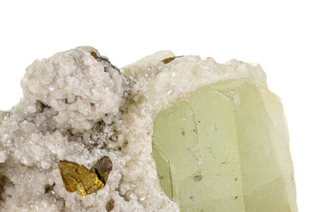 Macro stone mineral Datolite on a white background close upの写真素材