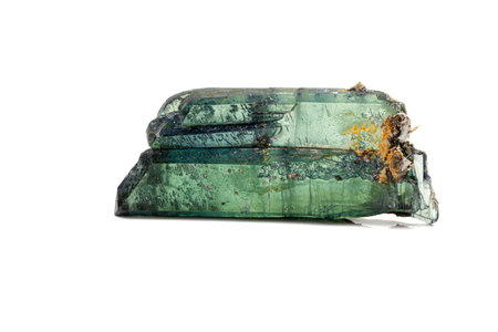 Macro stone Vivianite mineral on white background close upの写真素材