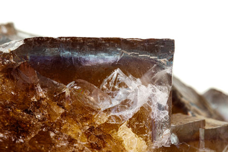 Macro stone mineral Fluorite on a white background close up