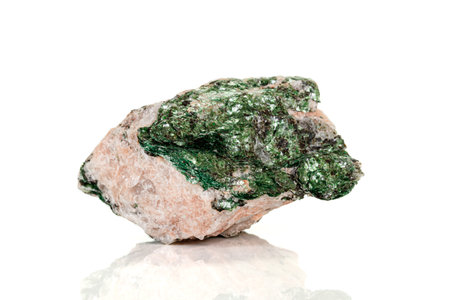 Macro mineral stone Fuchsite on a white background close upの写真素材