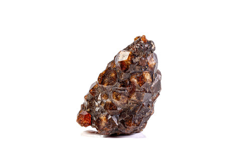 macro mineral garnet stone on a white background close-up