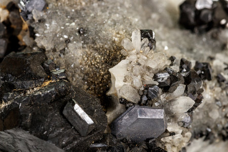 Macro stone mineral Galena on white background close up