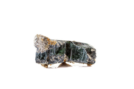 Macro stone Vivianite mineral on white background close upの写真素材