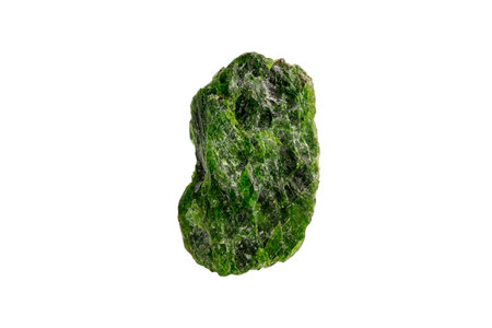 macro stone mineral Chrome Diopside on a white background close upの写真素材