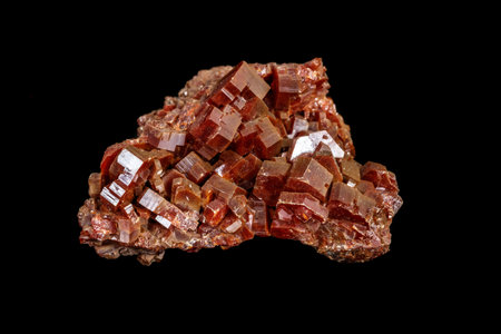 Macro mineral stone Vanadinite on a black background close upの写真素材