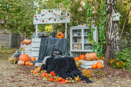 Beautiful autumn Halloween location close-upの写真素材